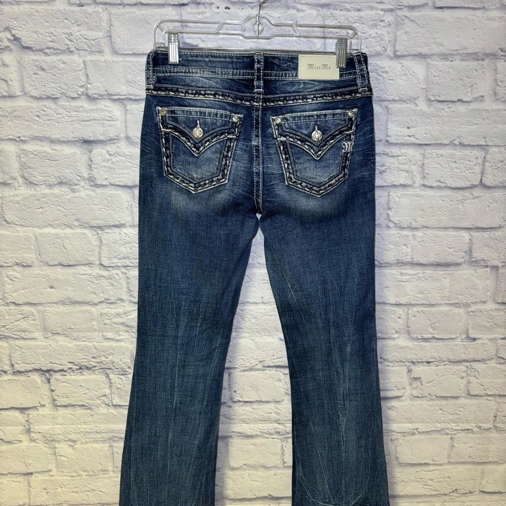 Miss Me Los Angeles Curvy Boot Cut Embellished  Beaded Jeans Bling Size 27x29.5